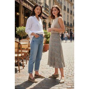 Set Of 2 Faded Glory Espadrilles Size 8 Zigzag & Striped Slip-On Flats Casual Sh